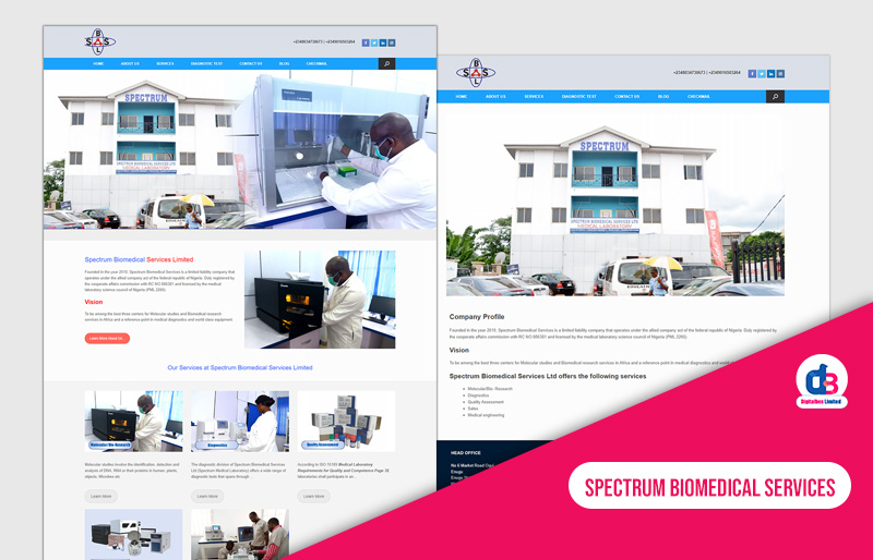 Website Development for Spectrum Biomedical Services Limited
