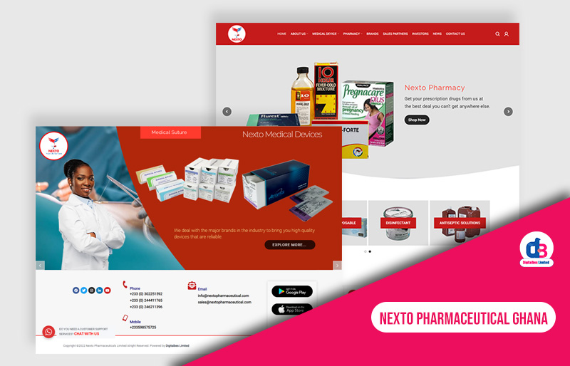 Website Development for Nexto Pharmaceutical Limited Ghana