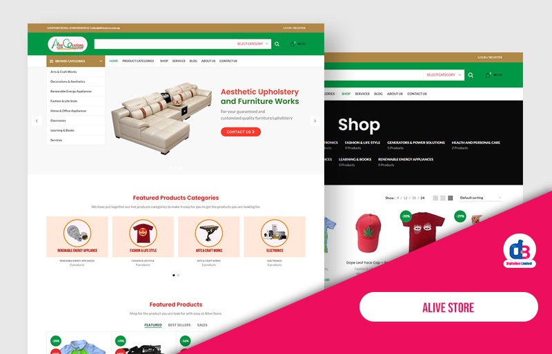 eCommerce Website Design for Alive Store