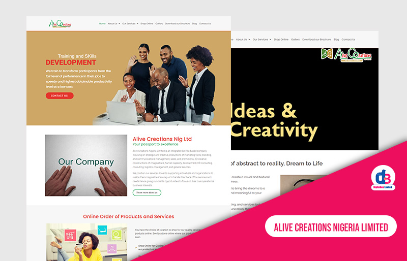 Website Development for Alive Creations Nigeria Limited