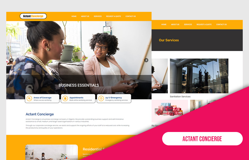 Website Development for Actant Concierge